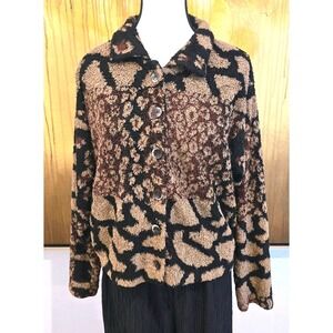Y2K VTG Cache‎ Large Animal Print Super Soft Long-sleeve Button-up Cardigan